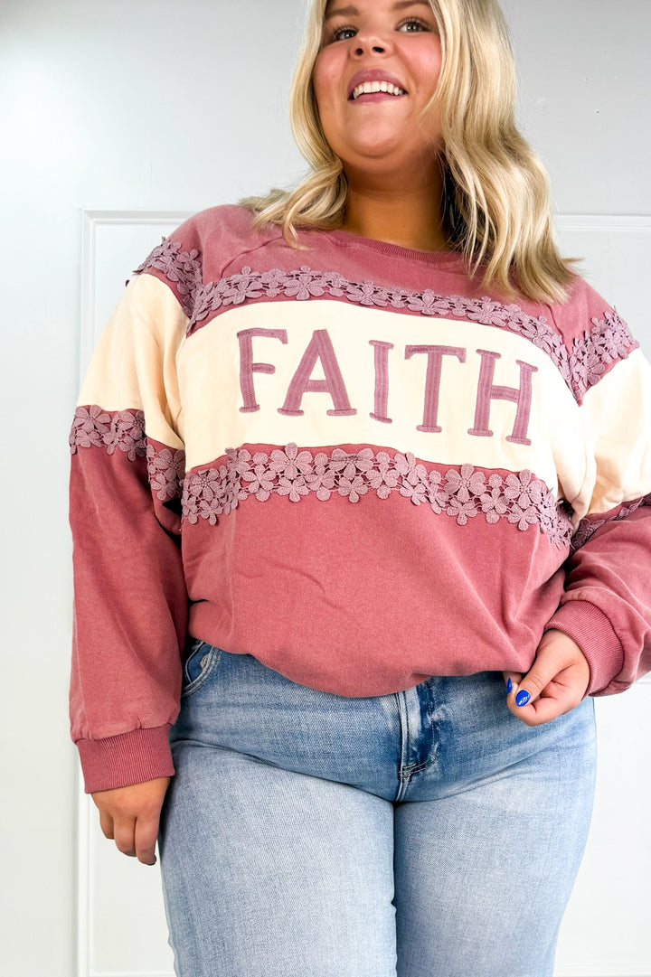 Curvy Faith Appliqué Sweatshirt