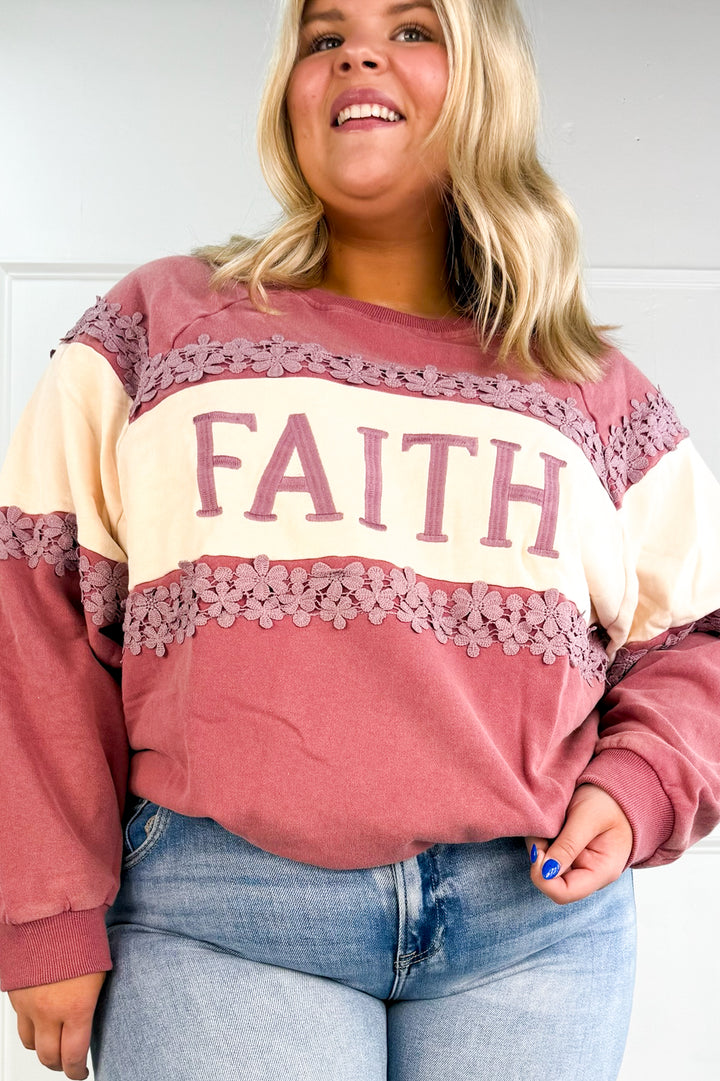Curvy Faith Appliqué Sweatshirt