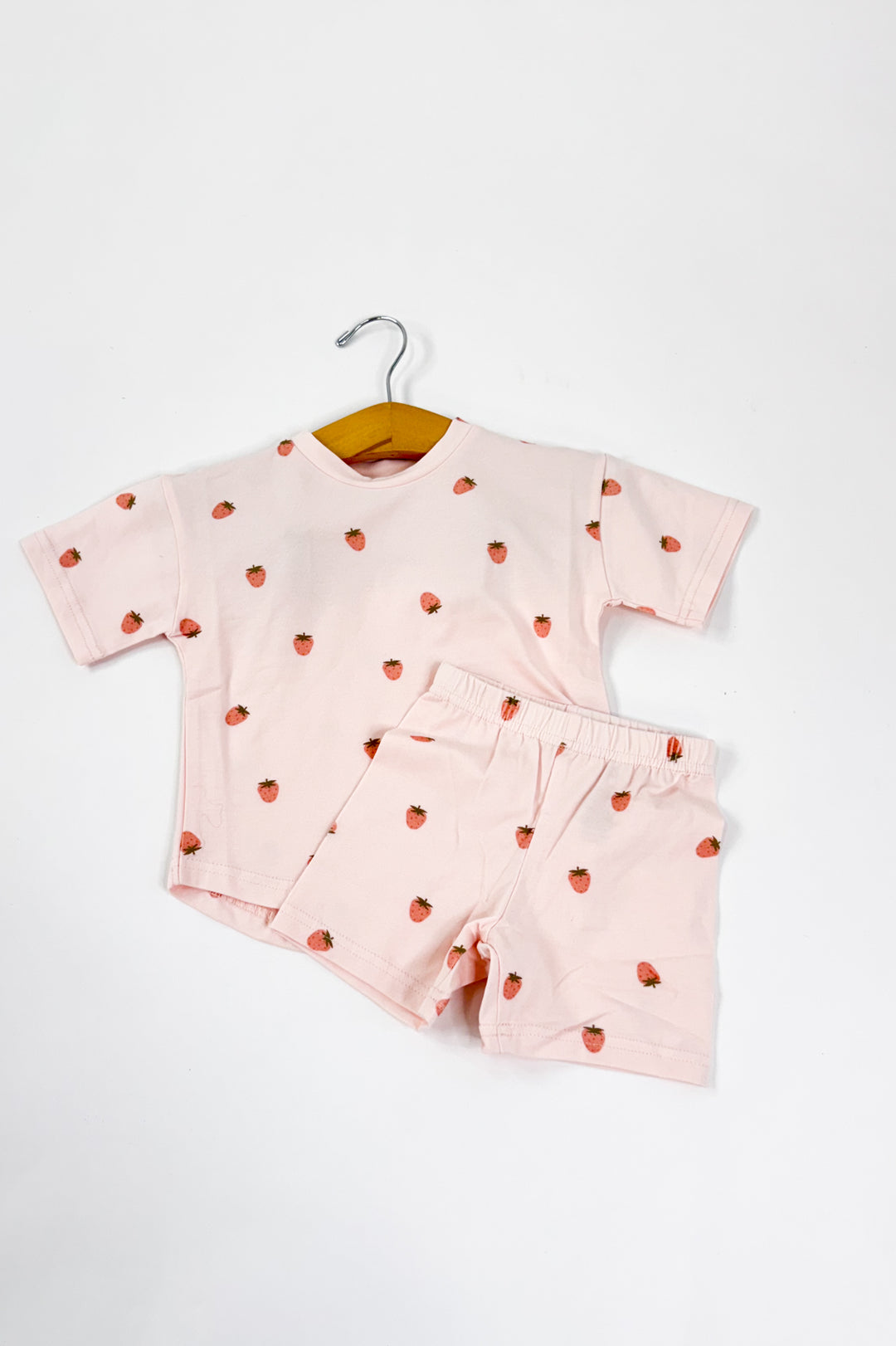 Organic Cotton Strawberry Print Shorts Set