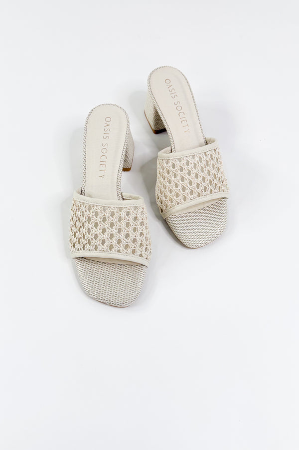 Textured Raffia Block Heel