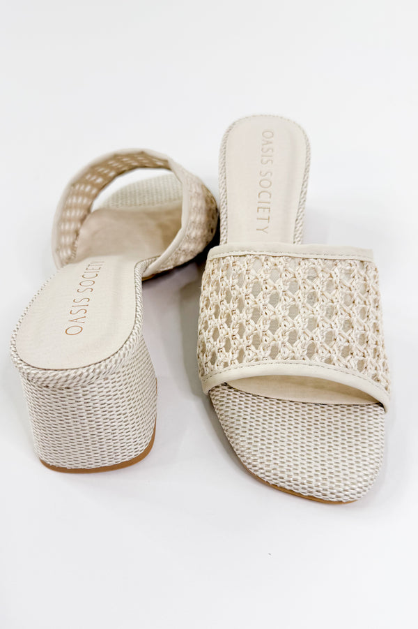 Textured Raffia Block Heel