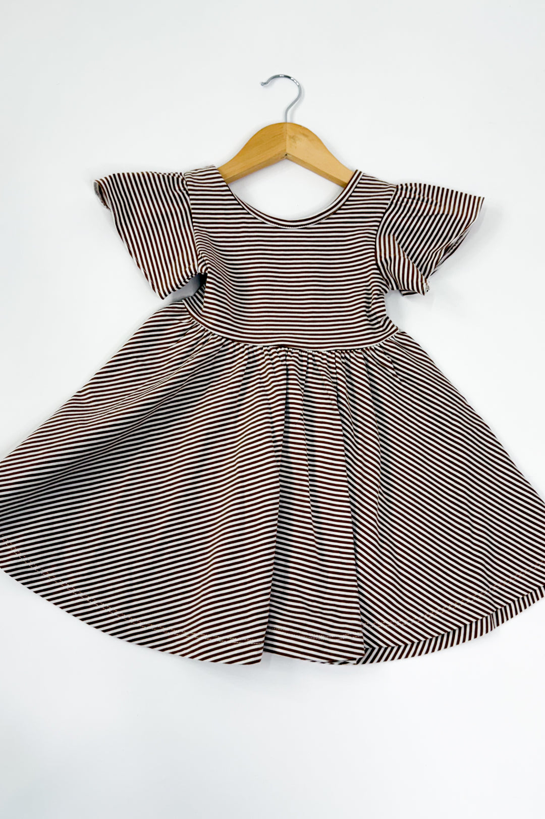 Toffee Stripe Girls Twirl Dress