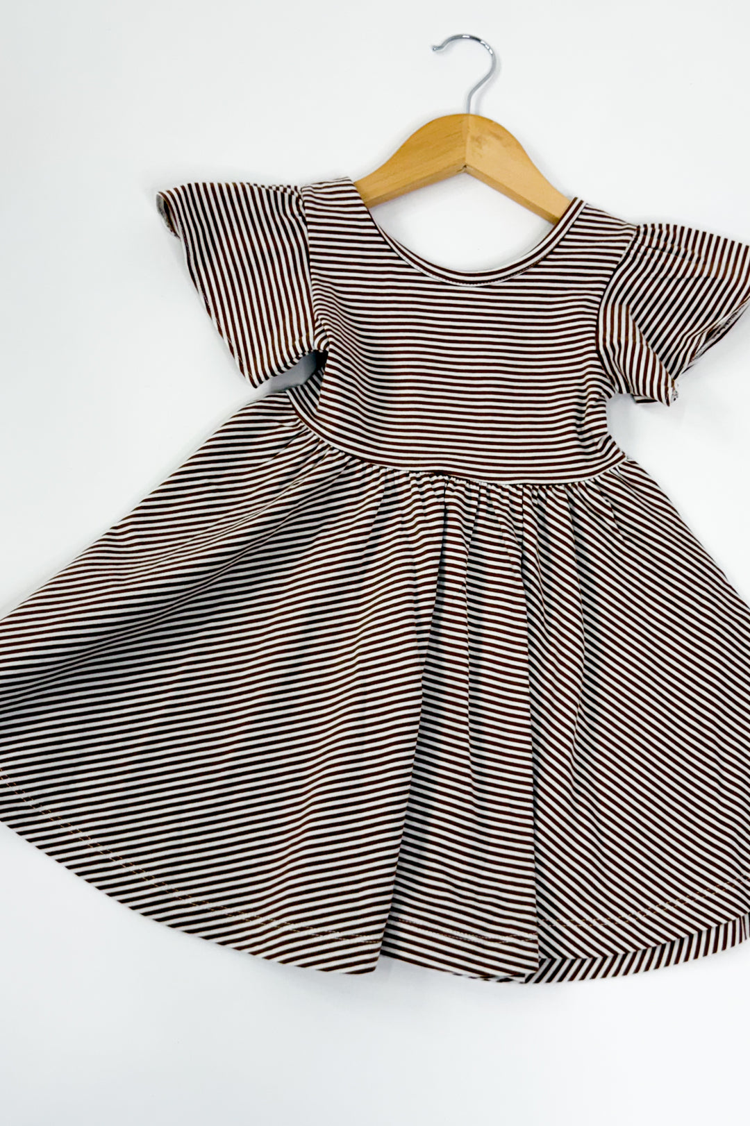 Toffee Stripe Girls Twirl Dress