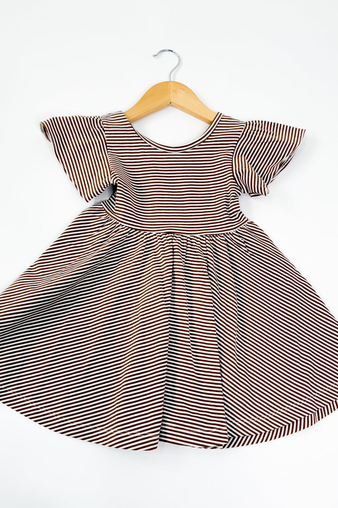 Toffee Stripe Girls Twirl Dress