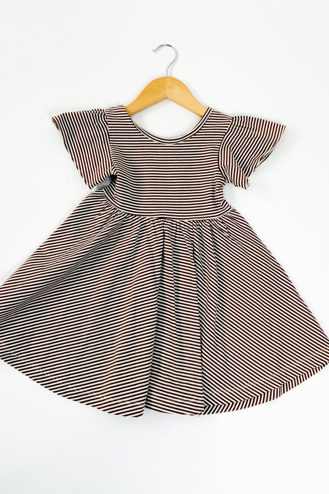Toffee Stripe Girls Twirl Dress