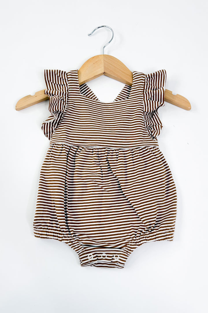 Toffee Stripe Flutter Romper