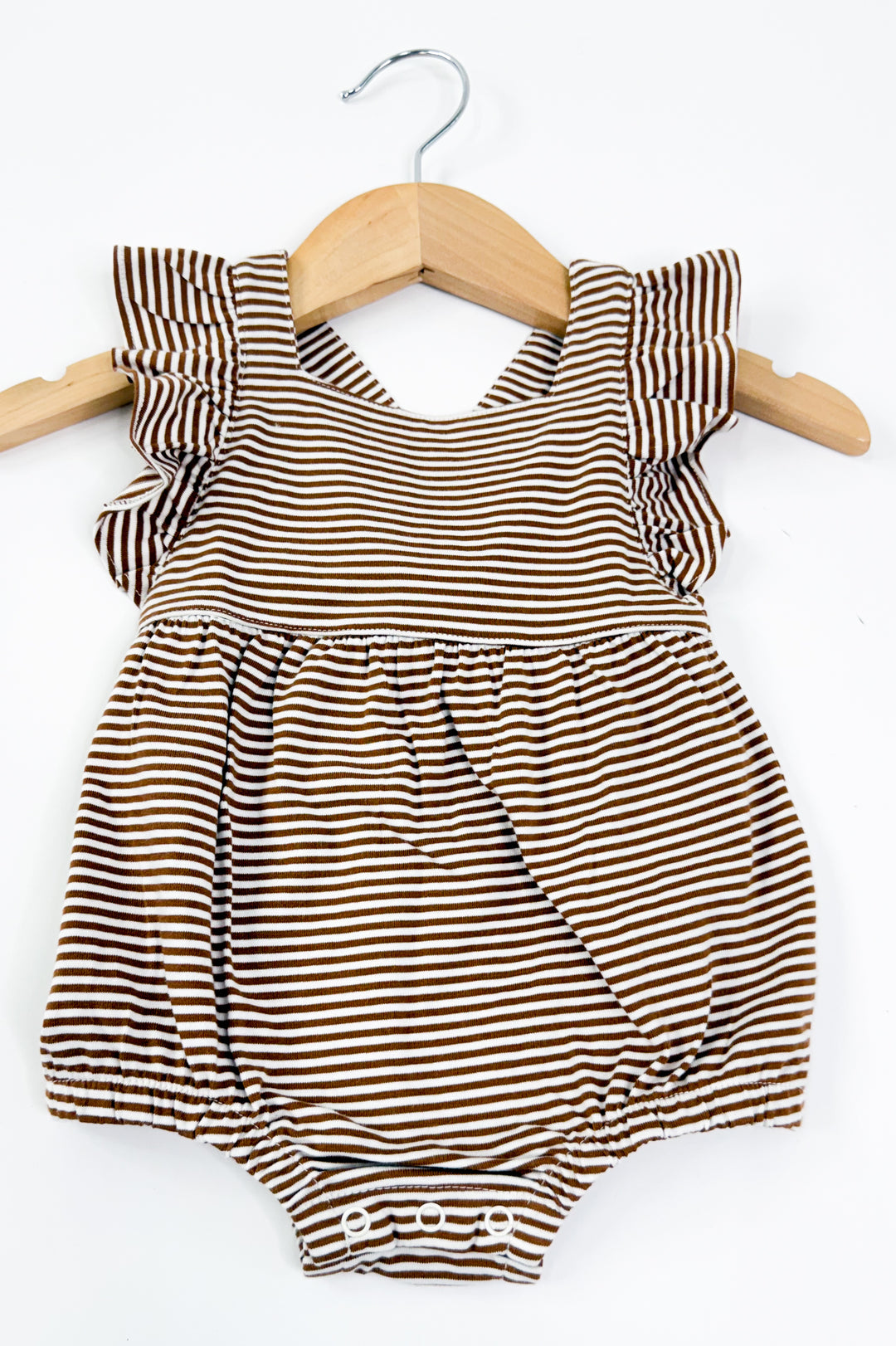 Toffee Stripe Flutter Romper