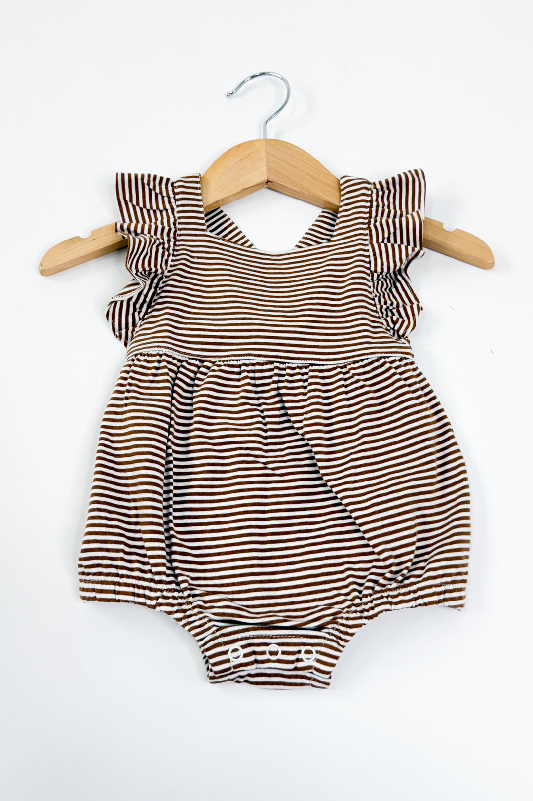 Toffee Stripe Flutter Romper