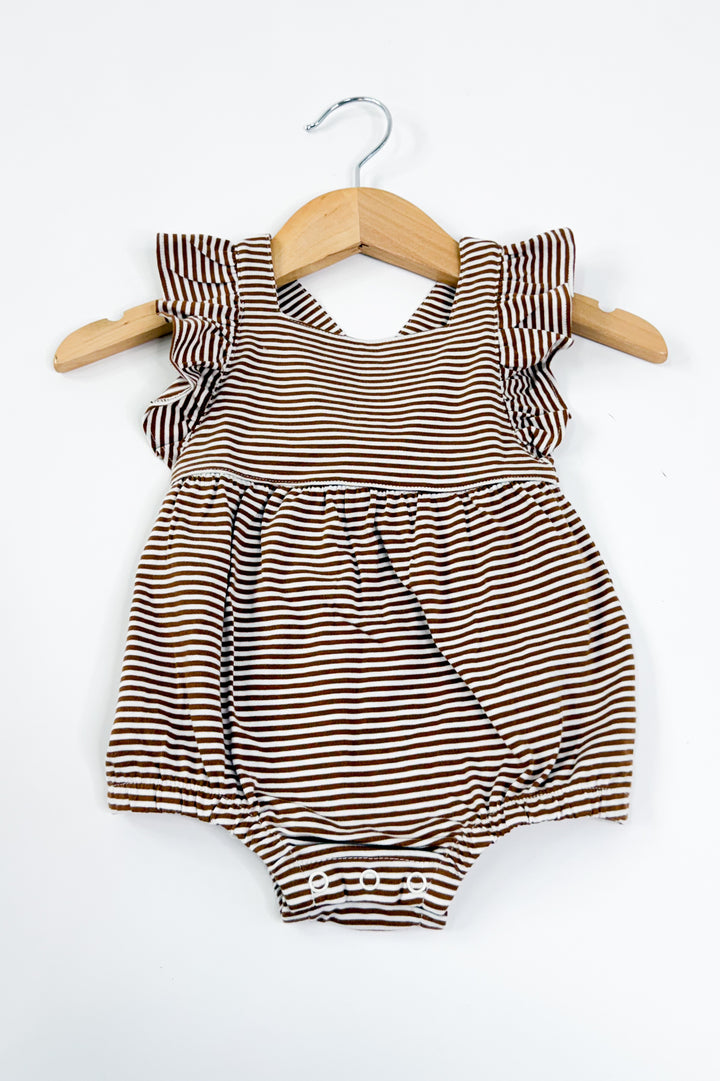 Toffee Stripe Flutter Romper