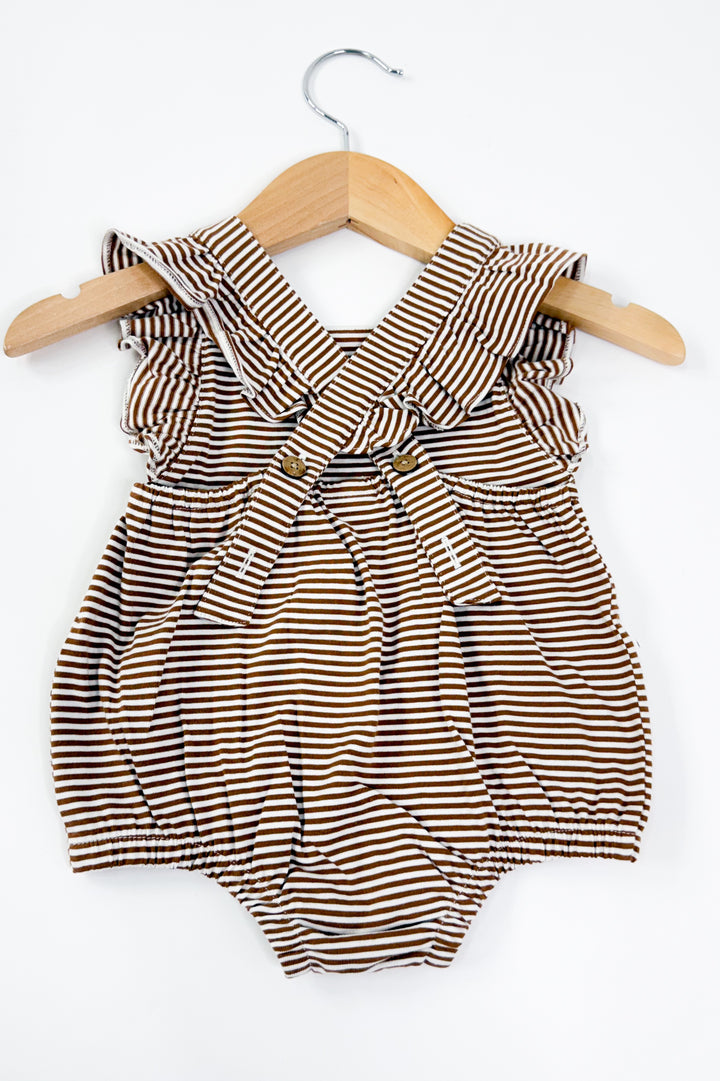 Toffee Stripe Flutter Romper