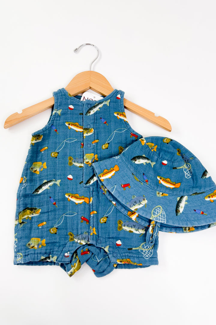 Gone Fishing Muslin Shortie Romper