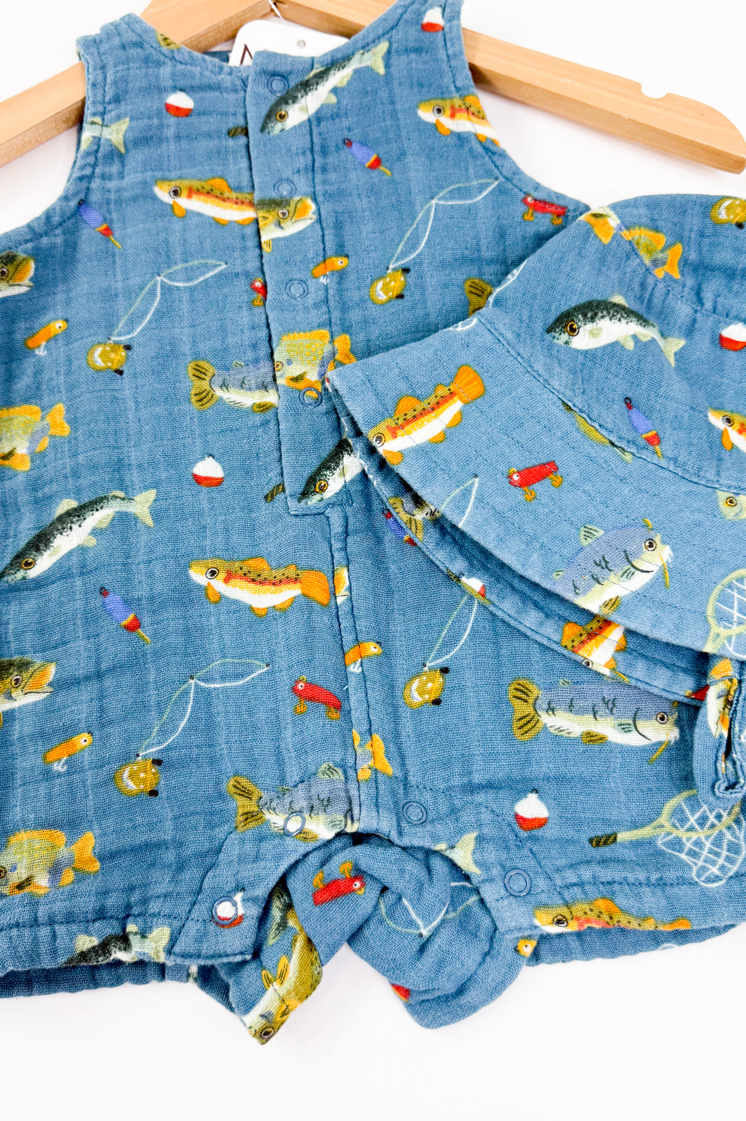 Gone Fishing Muslin Shortie Romper