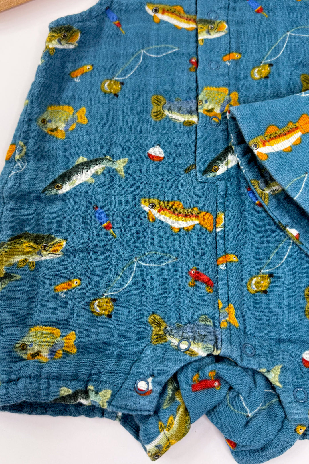 Gone Fishing Muslin Shortie Romper