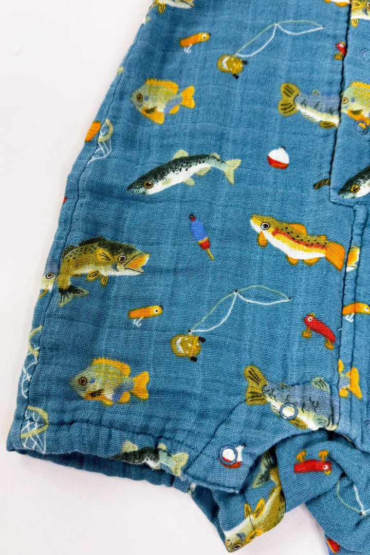 Gone Fishing Muslin Shortie Romper