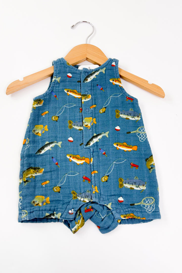 Gone Fishing Muslin Shortie Romper