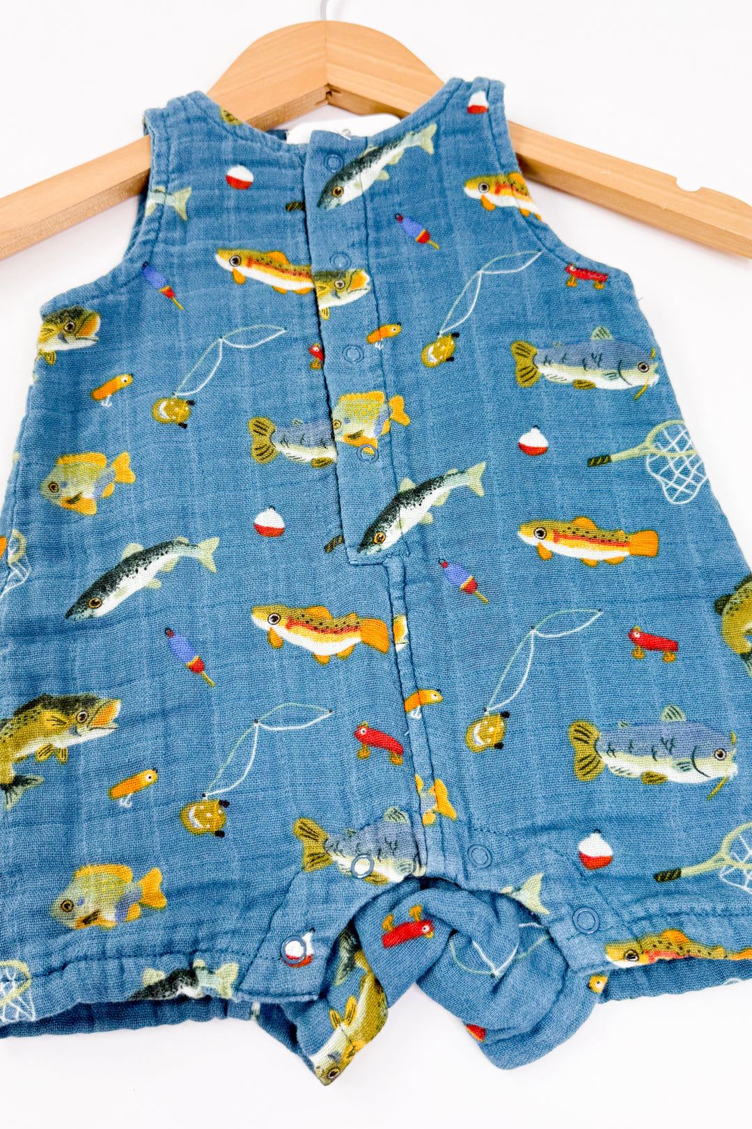 Gone Fishing Muslin Shortie Romper