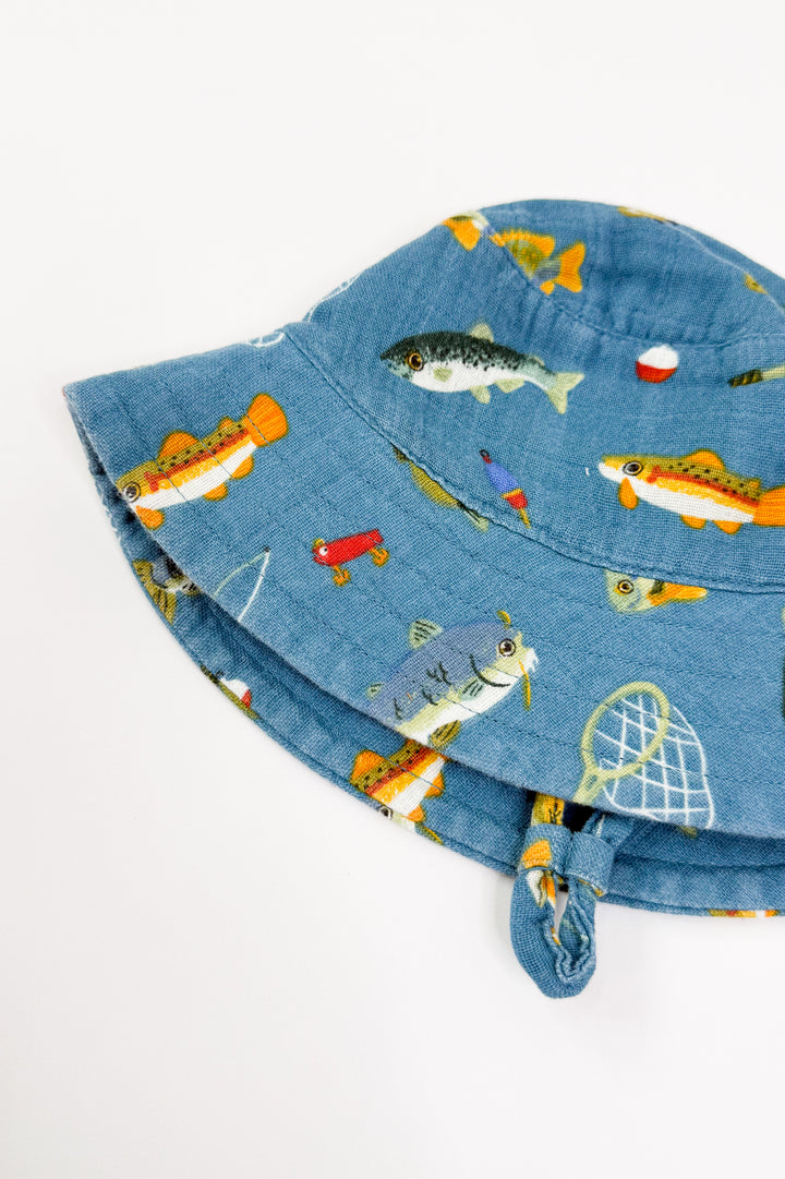 Gone Fishing Muslin Bucket Hat