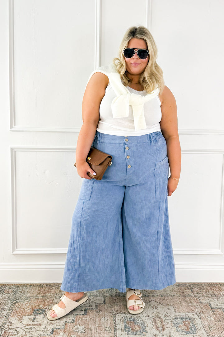 Curvy Washed Cotton Guaze Pants