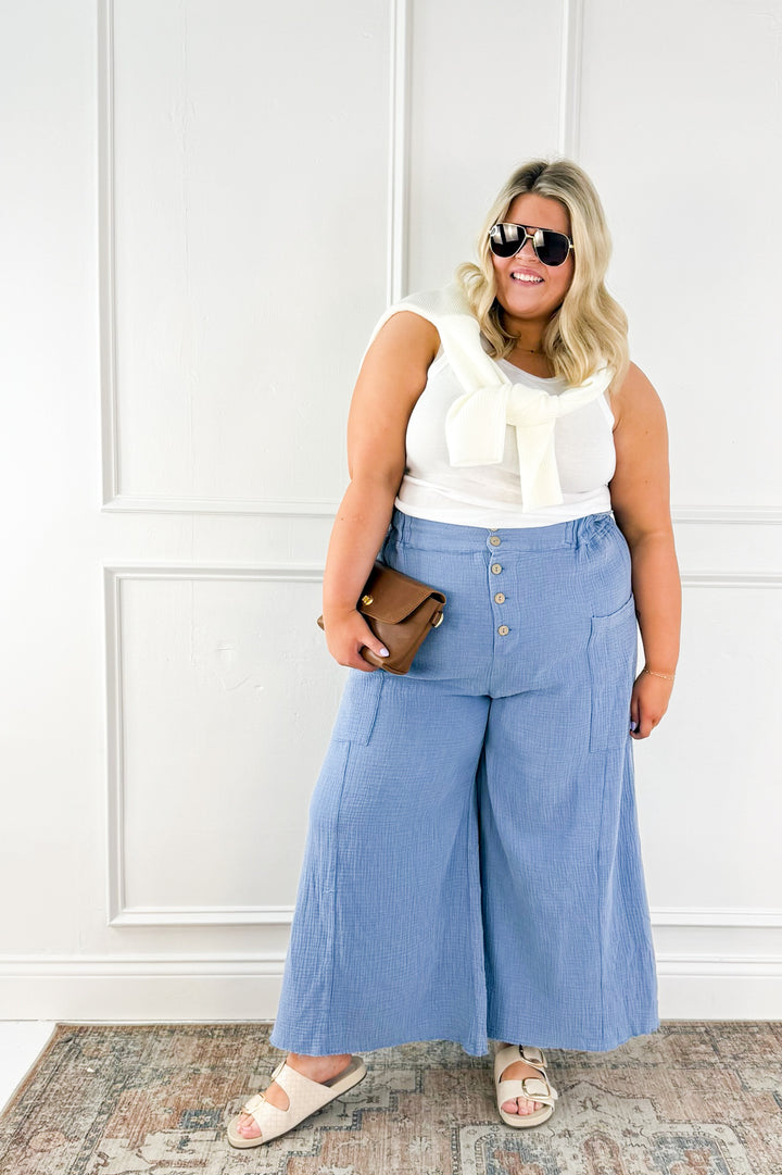 Curvy Washed Cotton Guaze Pants