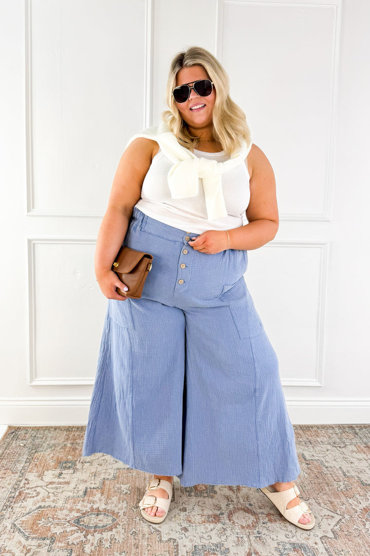 Curvy Washed Cotton Guaze Pants