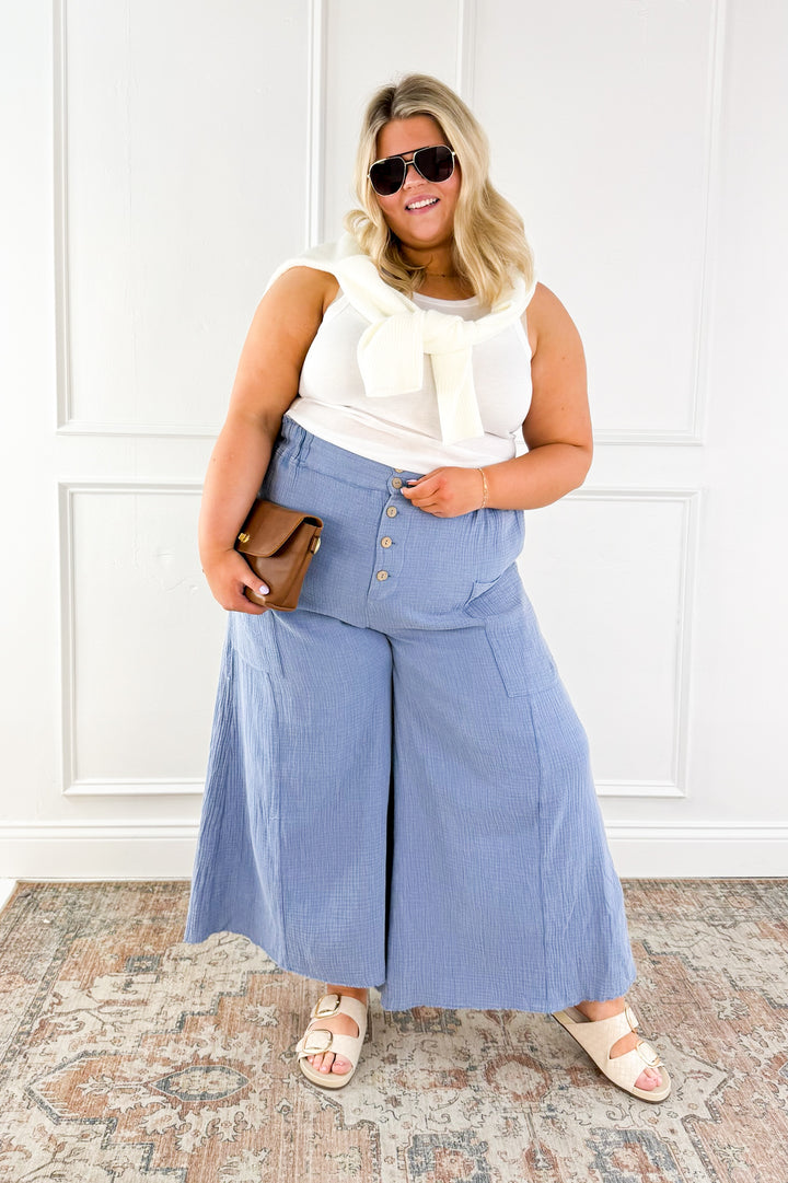 Curvy Washed Cotton Guaze Pants