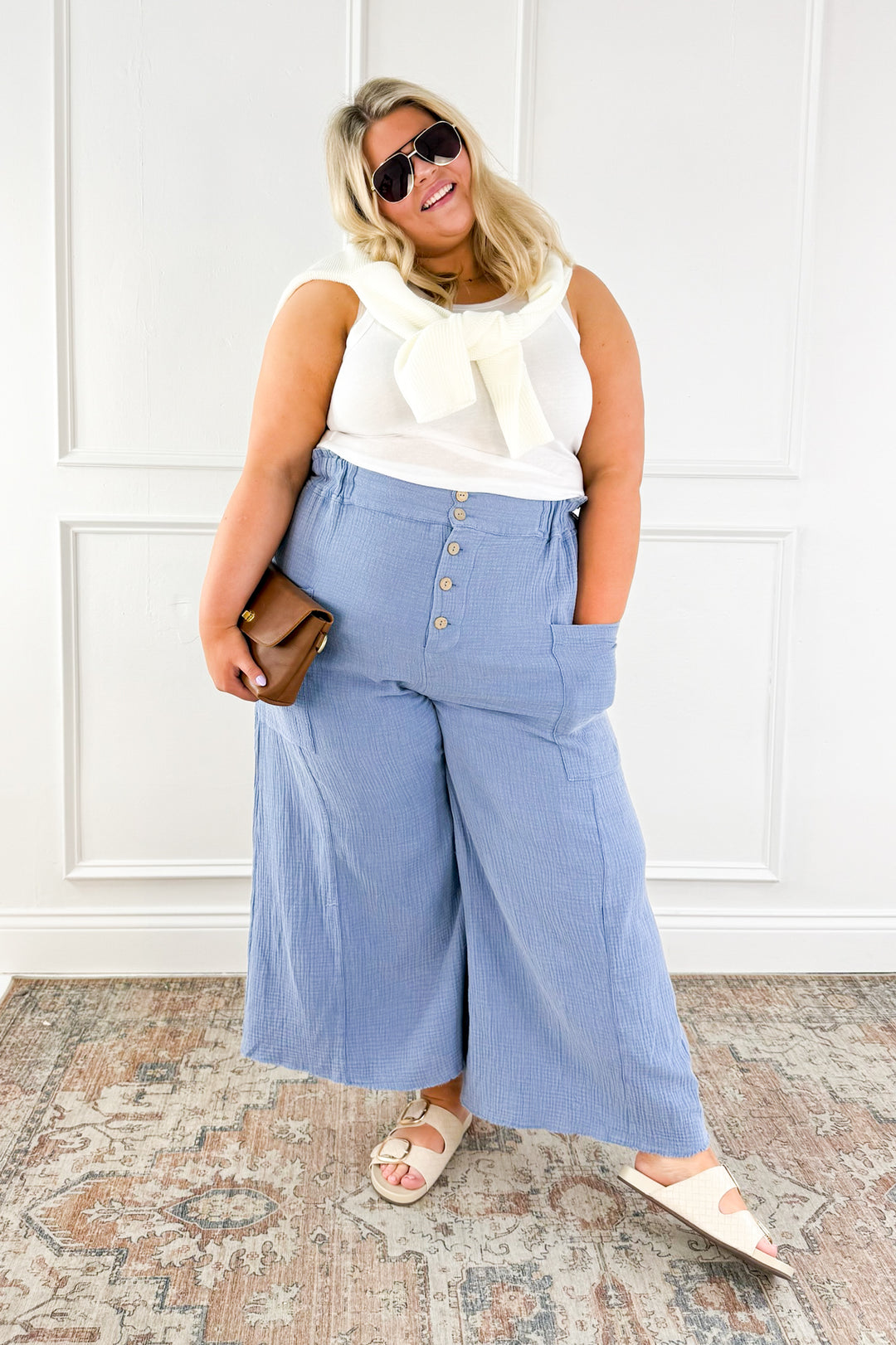 Curvy Washed Cotton Guaze Pants