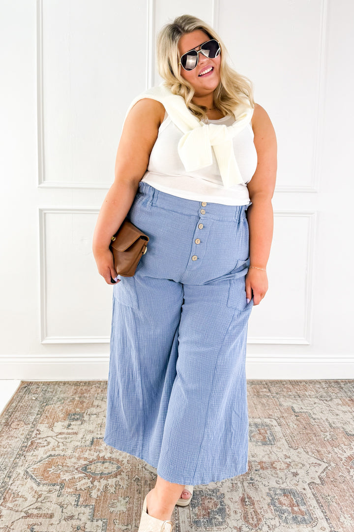 Curvy Washed Cotton Guaze Pants