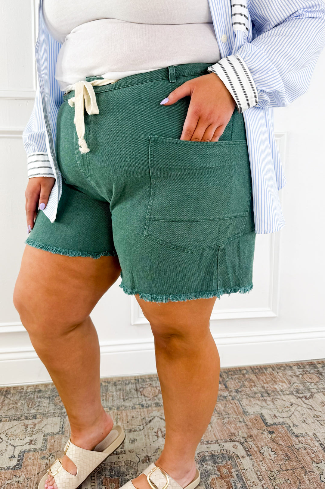 Curvy Washed Twill Shorts