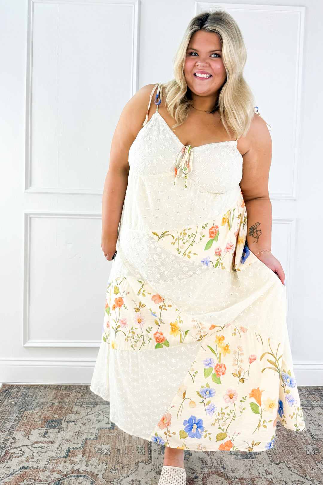 Curvy Floral Lace Maxi Slip Dress