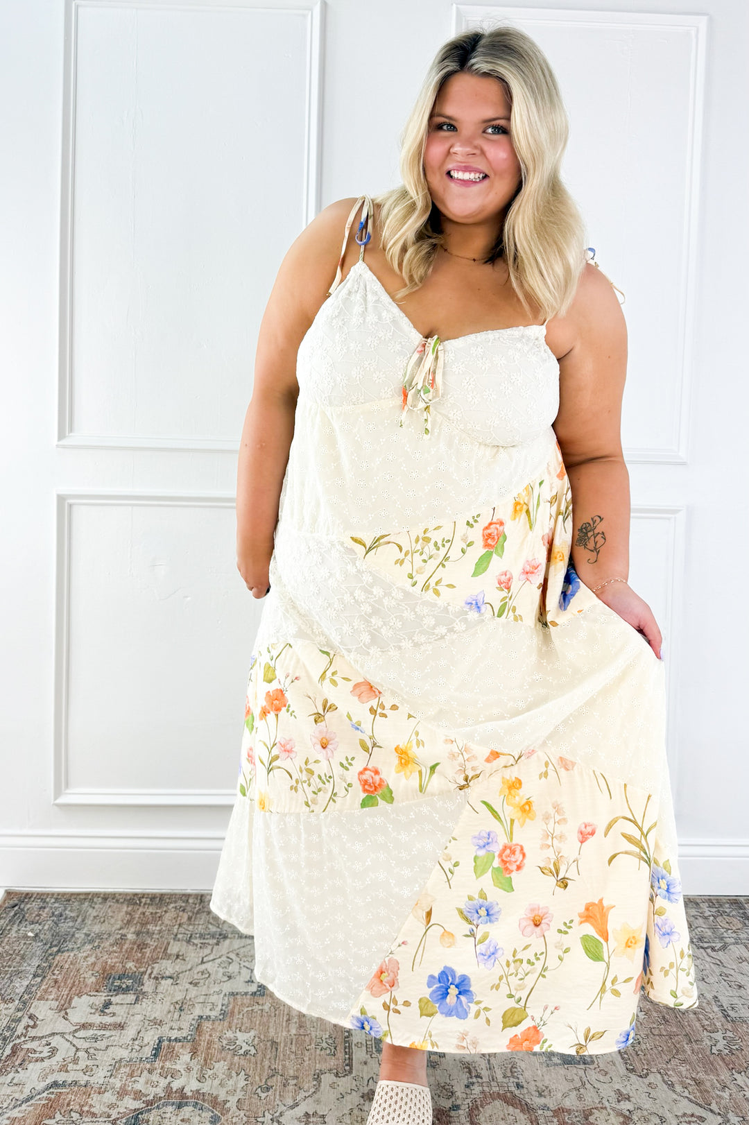 Curvy Floral Lace Maxi Slip Dress