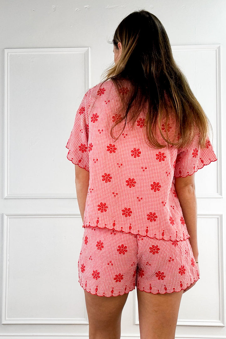 Floral Embroidery Woven Shorts