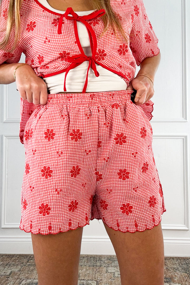 Floral Embroidery Woven Shorts
