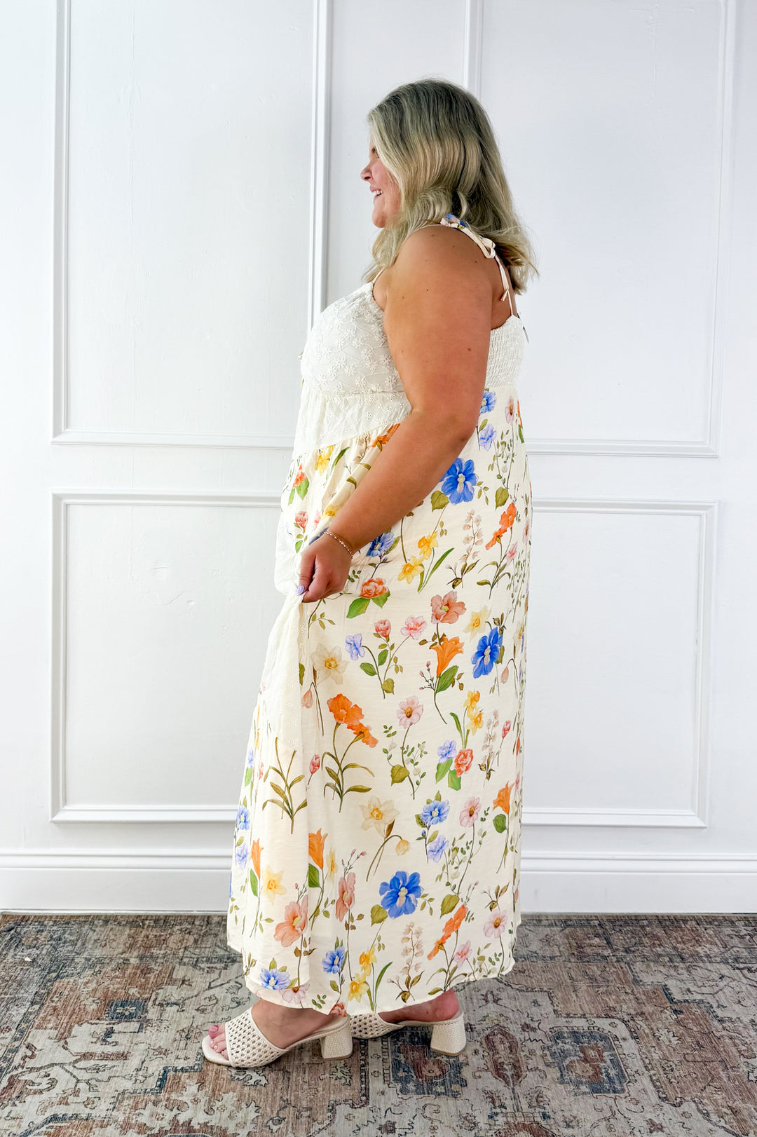 Curvy Floral Lace Maxi Slip Dress