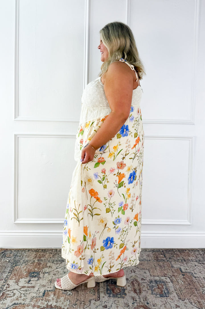 Curvy Floral Lace Maxi Slip Dress
