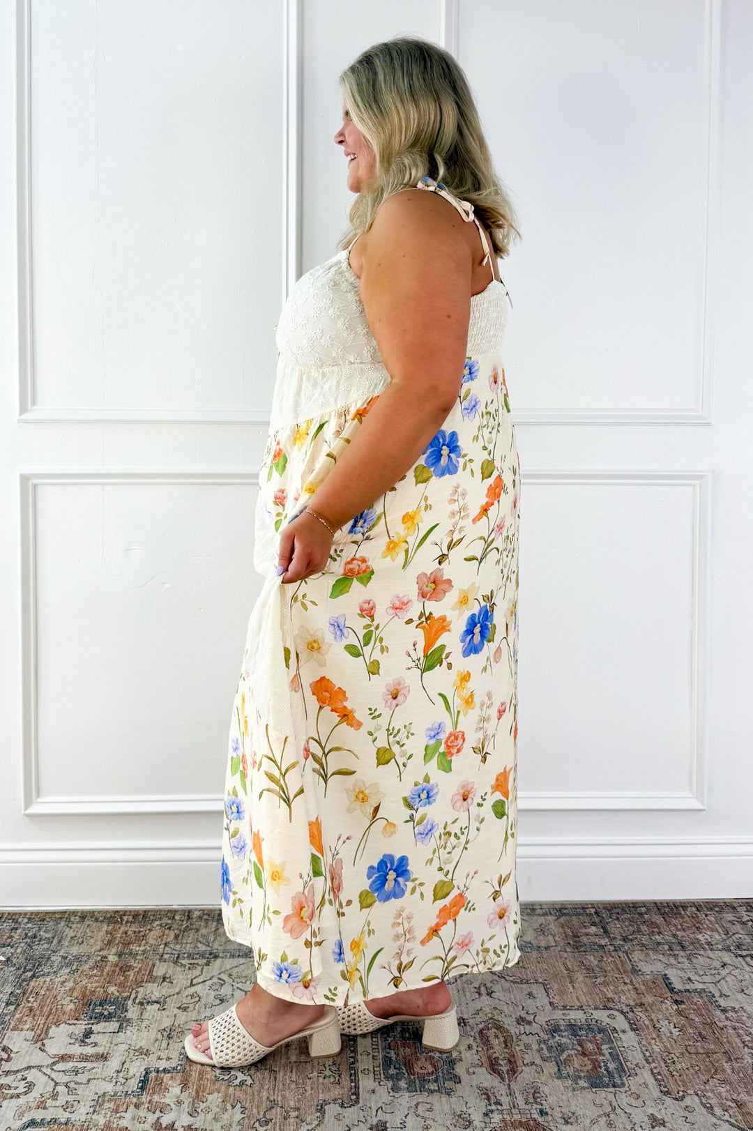 Curvy Floral Lace Maxi Slip Dress