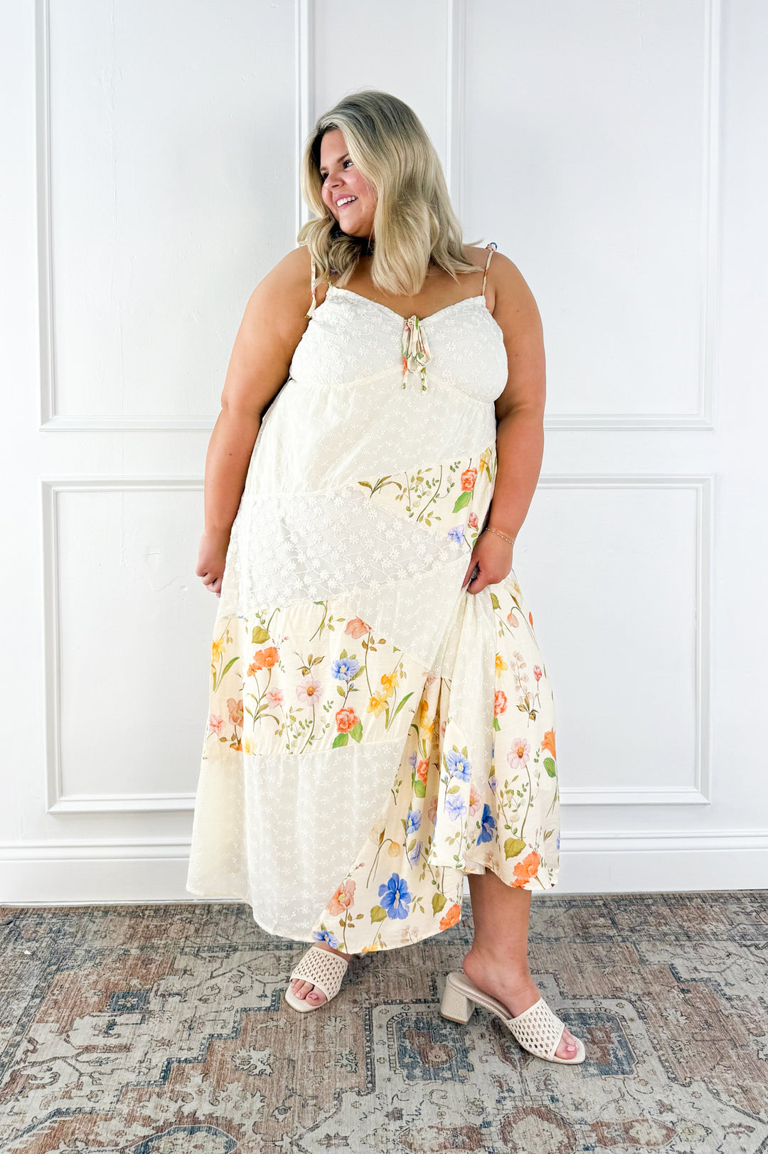 Curvy Floral Lace Maxi Slip Dress