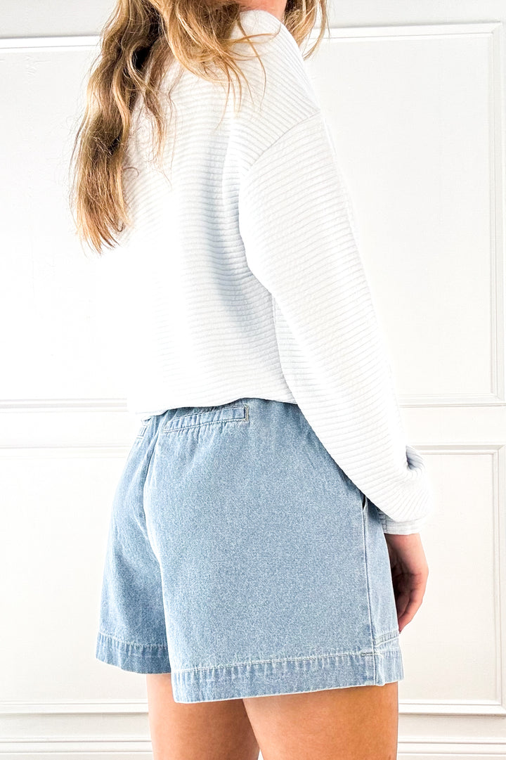Easy Days Chambray Drawstring Shorts