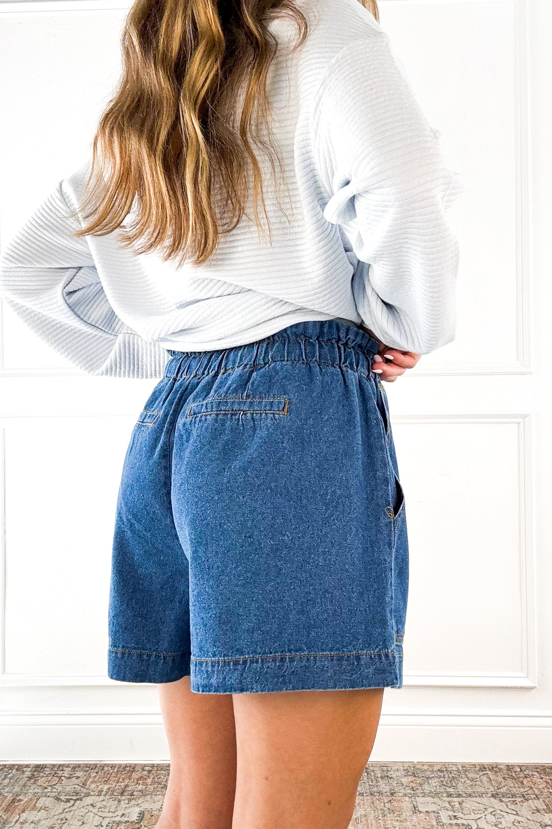Easy Days Chambray Drawstring Shorts