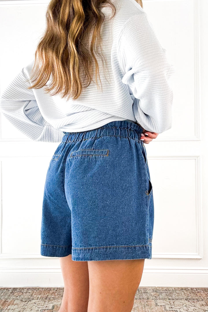Easy Days Chambray Drawstring Shorts