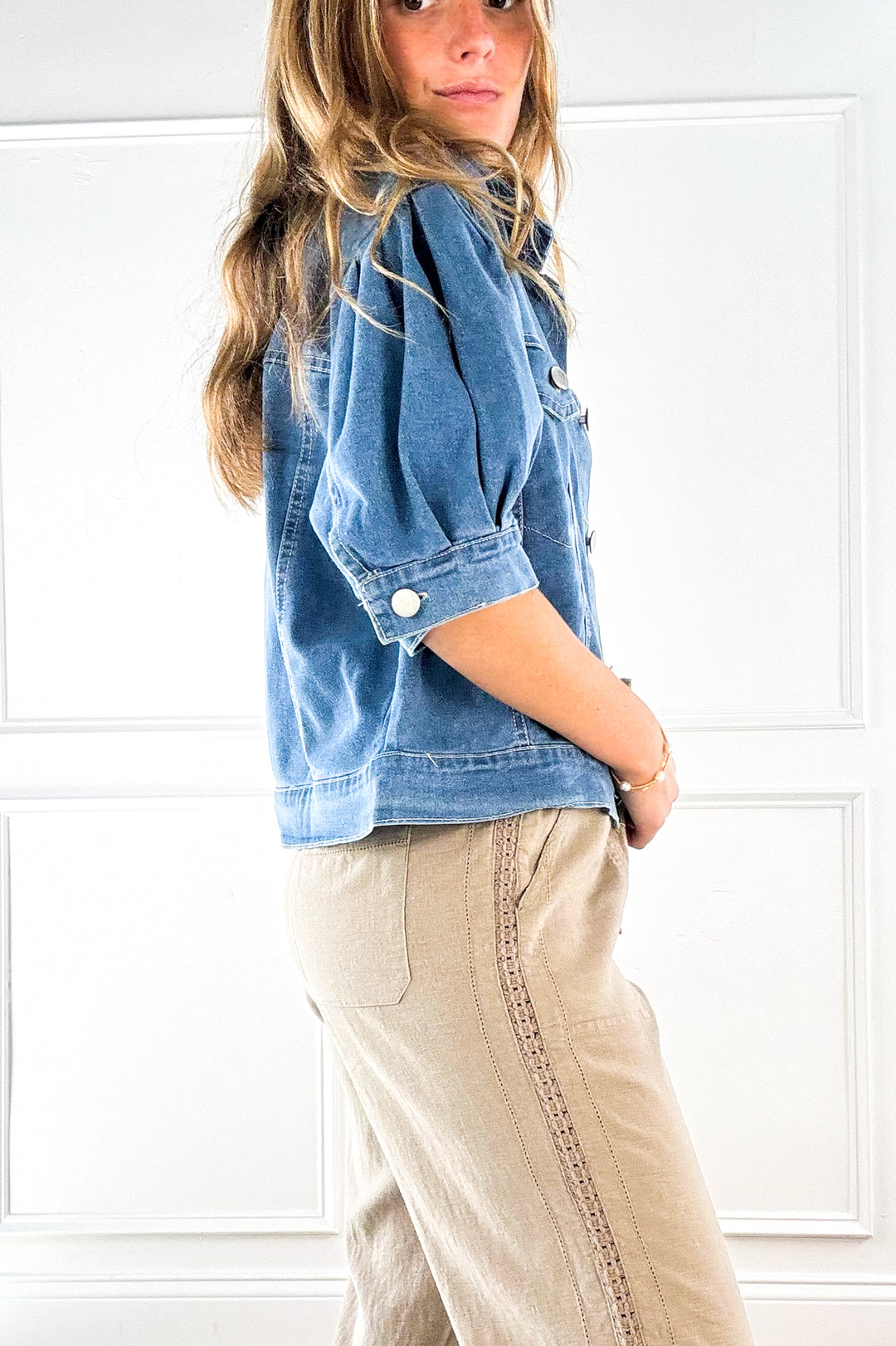 Tencel Drawstring Pant with Crochet Lace Trim