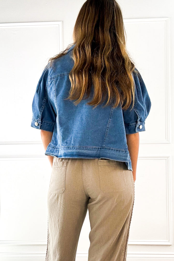 Statement Sleeve Denim Jacket