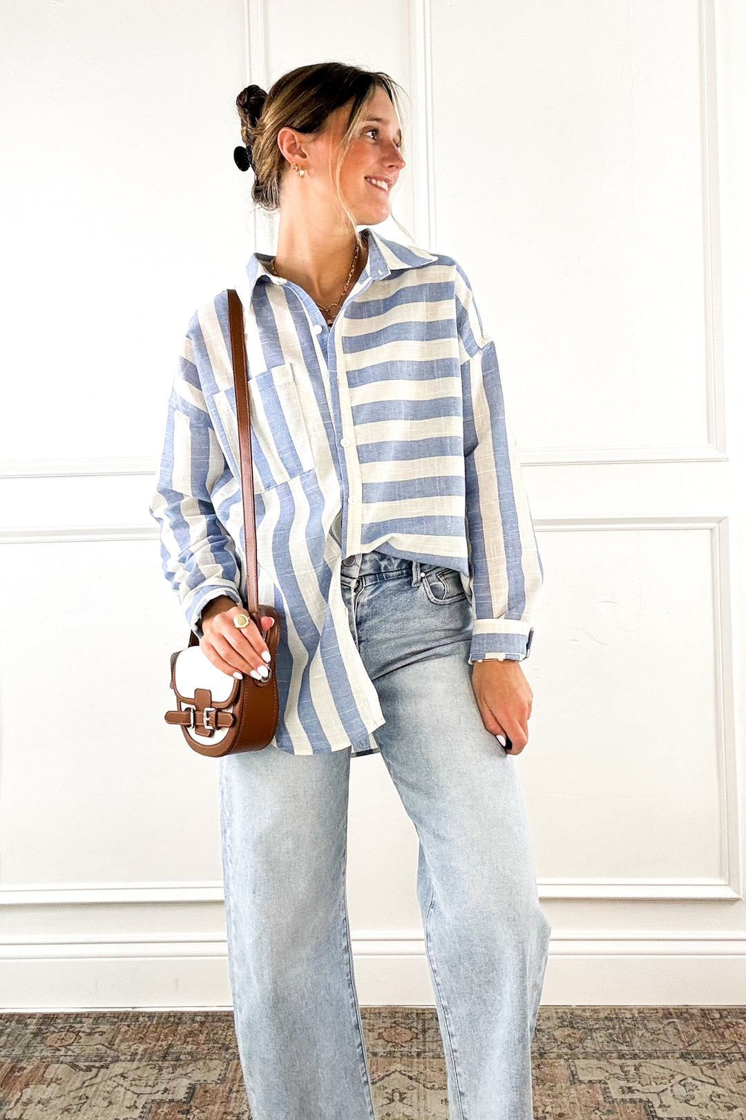 Mixed Stripe Button-Down Shirt