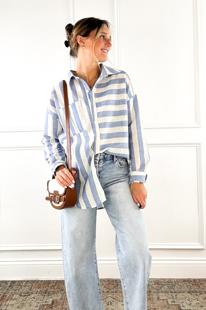 Mixed Stripe Button-Down Shirt