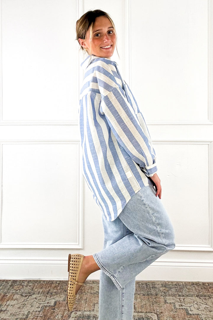 Mixed Stripe Button-Down Shirt
