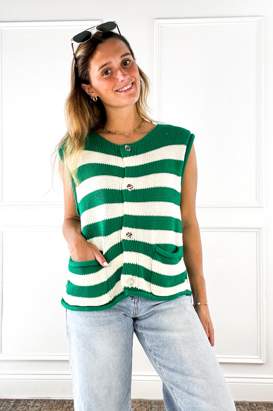 Green Harbor Stripe Sweater Vest