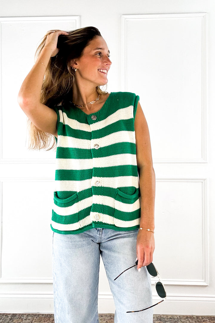 Green Harbor Stripe Sweater Vest