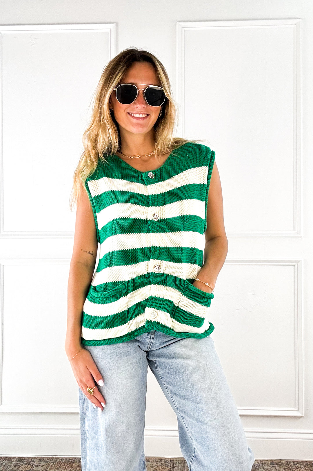 Green Harbor Stripe Sweater Vest