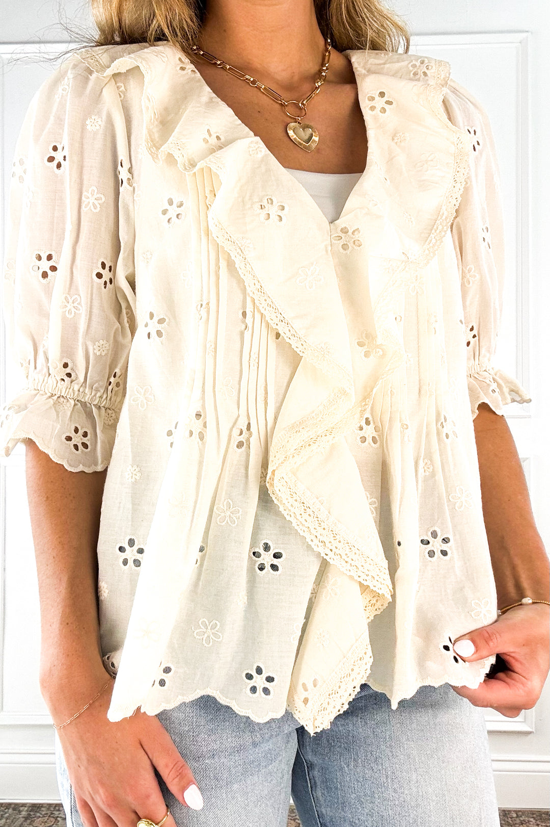 Heirloom Eyelet Ruffle Blouse