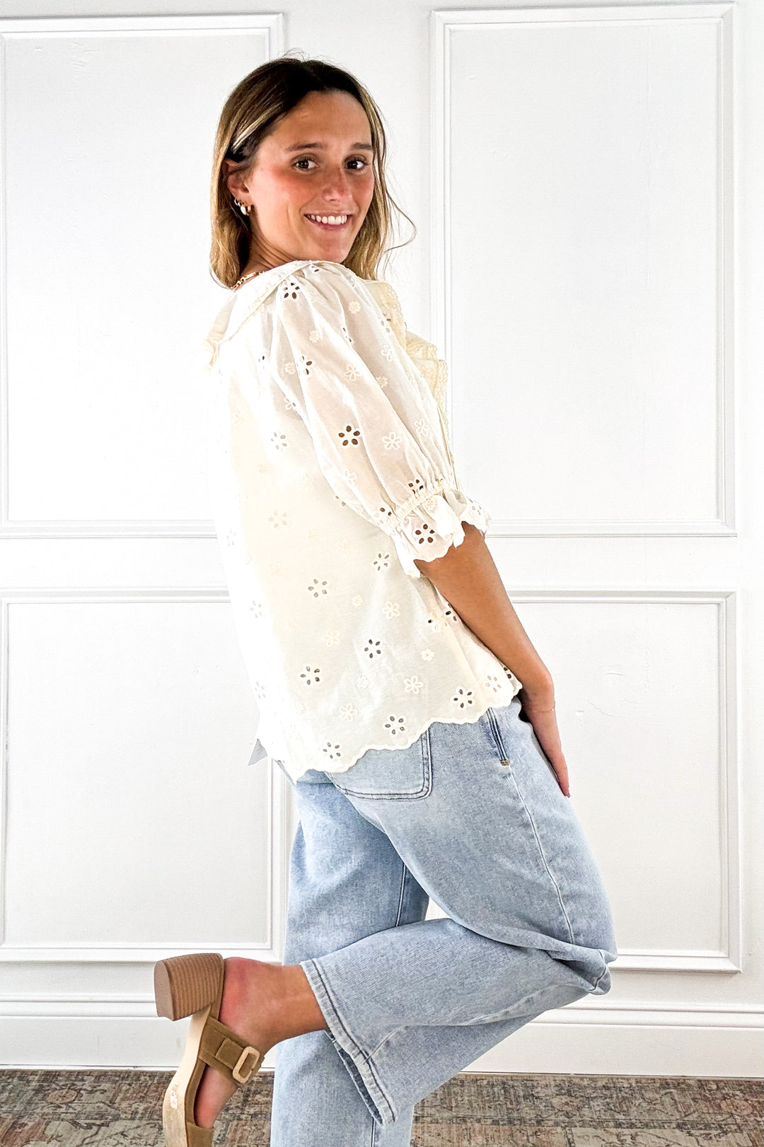 Heirloom Eyelet Ruffle Blouse