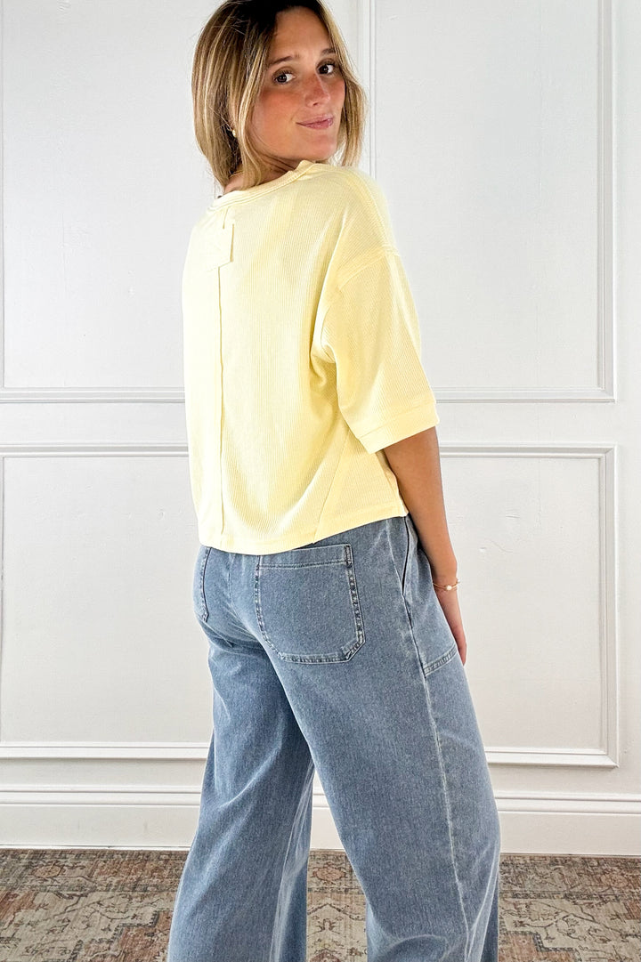 Sunshine Ribbed Henley Top